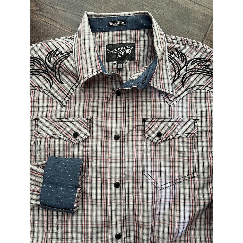 Moon‎ Shine Spirit Brad Paisley Shirt Men's M Western Pearl Snap Country Music